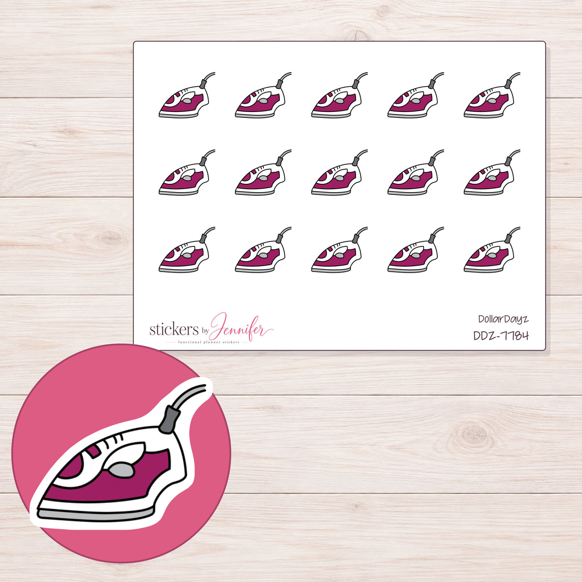 DDZ-7784 planner sticker sheet with enlarged sticker detail