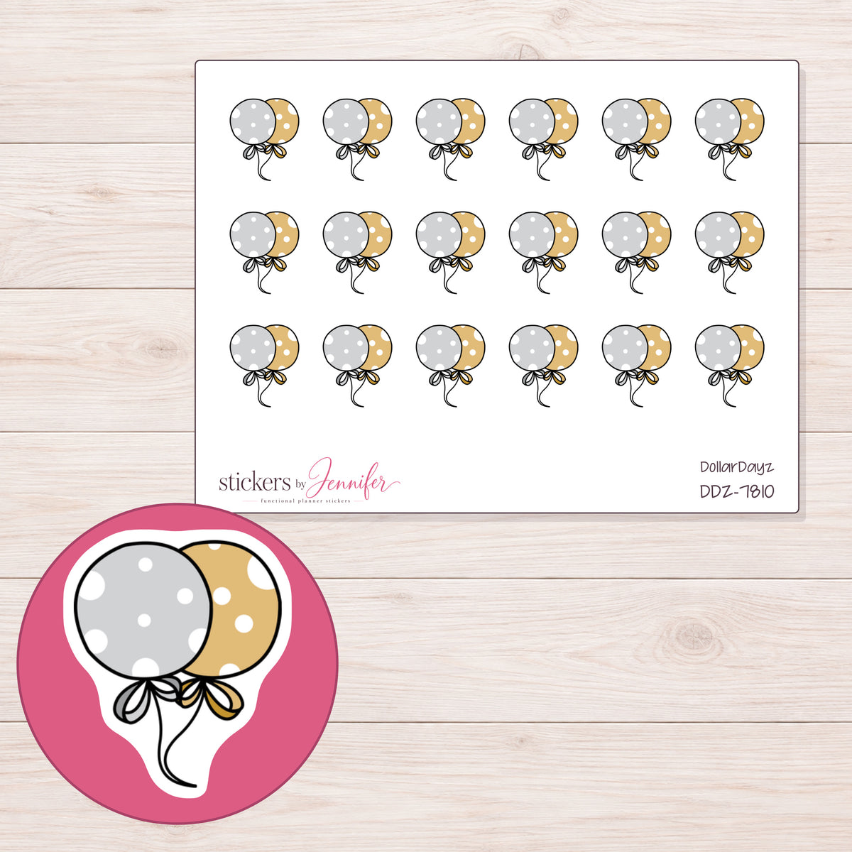 DDZ-7810 planner sticker sheet with enlarged sticker detail