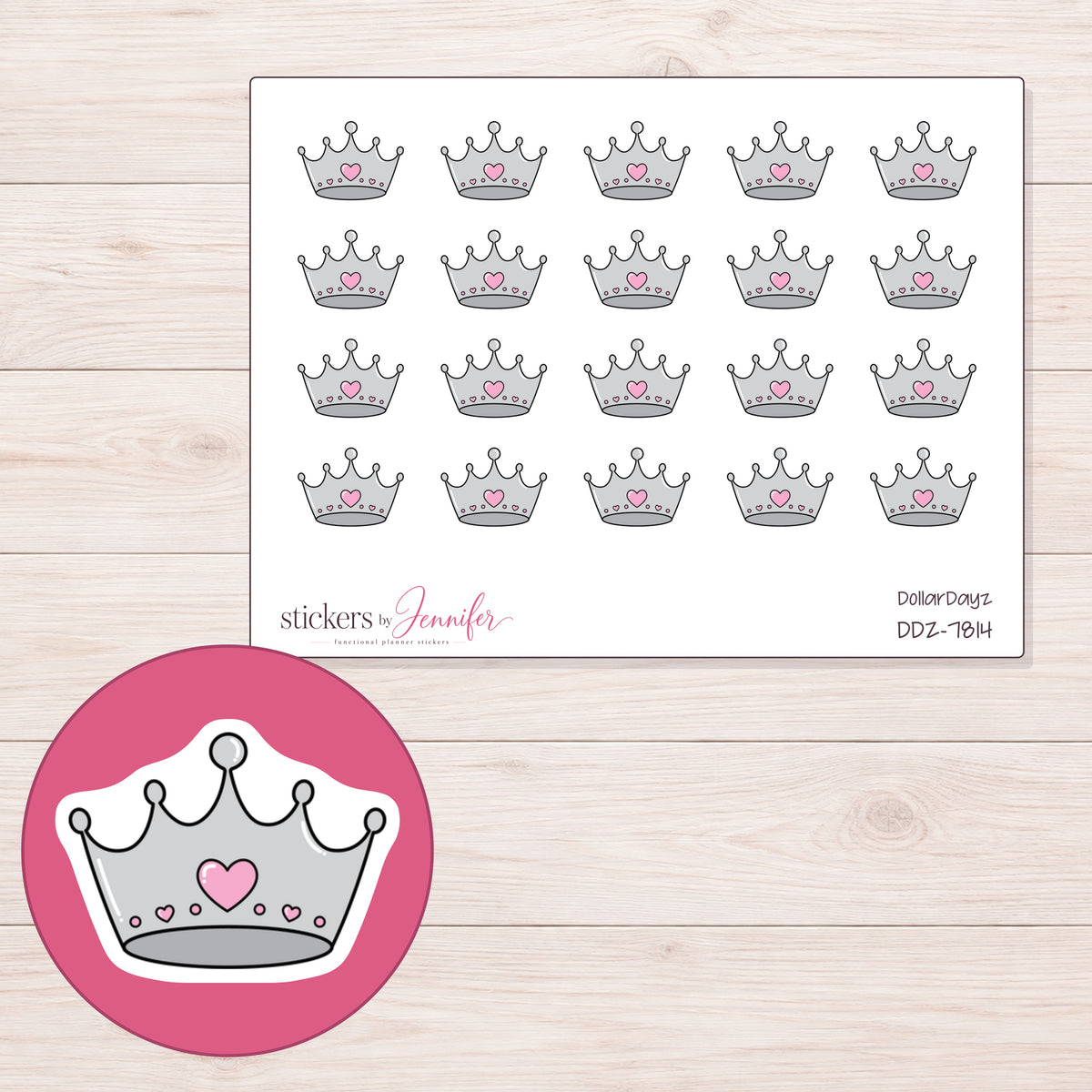 DDZ-7814 planner sticker sheet with enlarged sticker detail