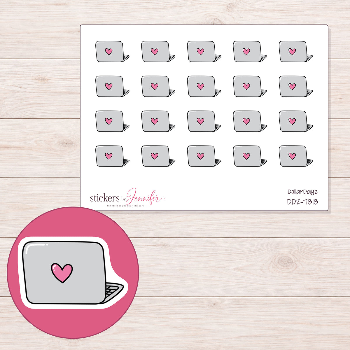 DDZ-7818 planner sticker sheet with enlarged sticker detail