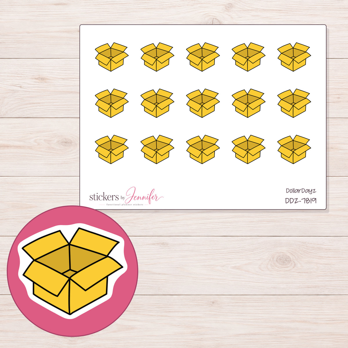 DDZ-7819 planner sticker sheet with enlarged sticker detail