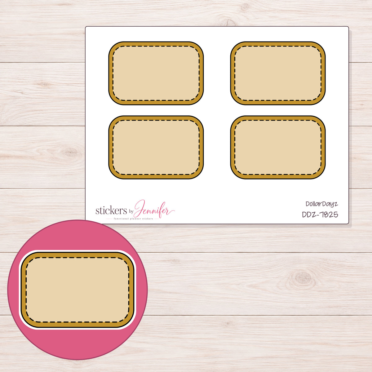 DDZ-7825 planner sticker sheet with enlarged sticker detail