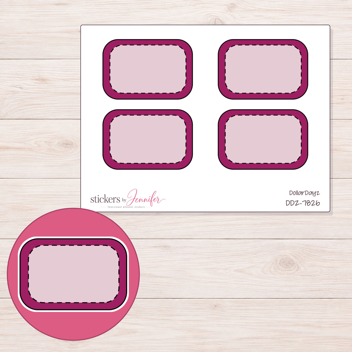 DDZ-7826 planner sticker sheet with enlarged sticker detail