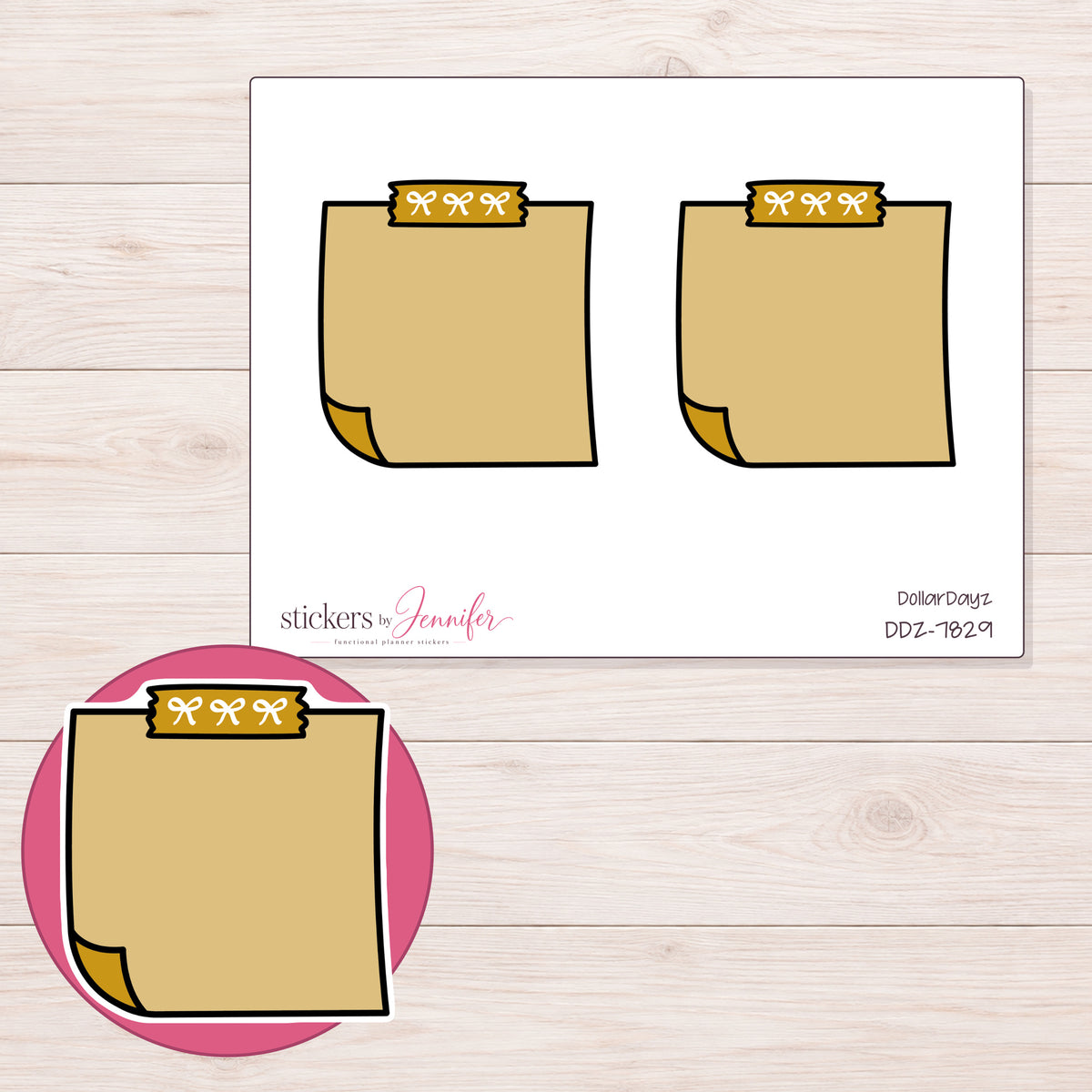 DDZ-7829 planner sticker sheet with enlarged sticker detail