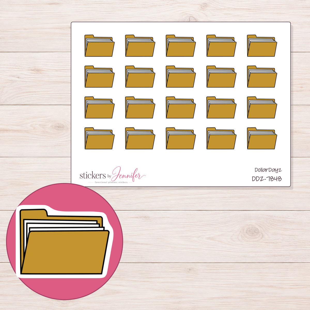 DDZ-7848 planner sticker sheet with enlarged sticker detail