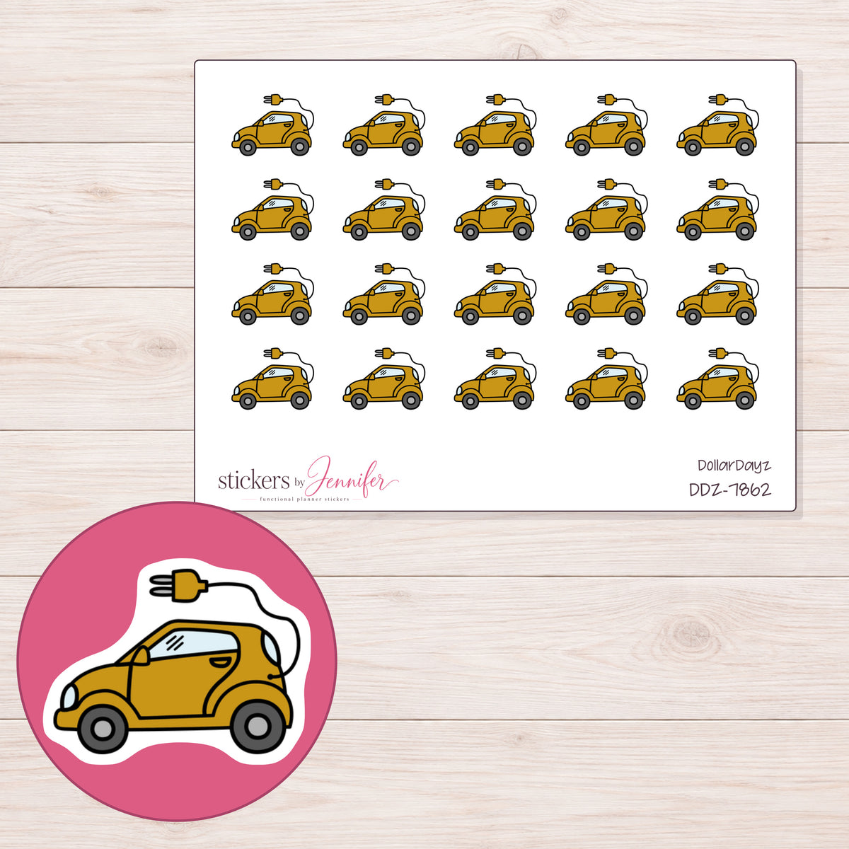 DDZ-7862 planner sticker sheet with enlarged sticker detail
