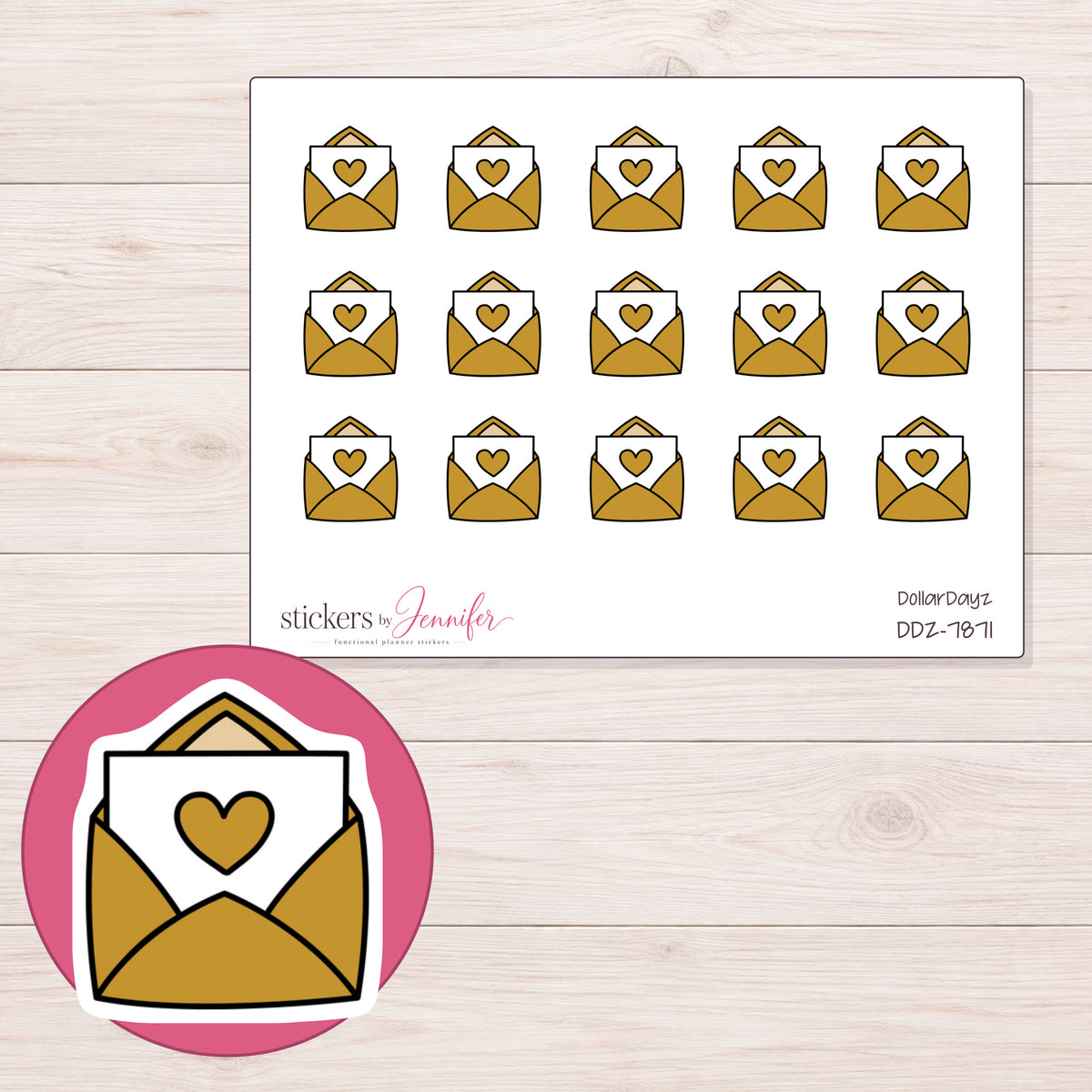 DDZ-7871 planner sticker sheet with enlarged sticker detail