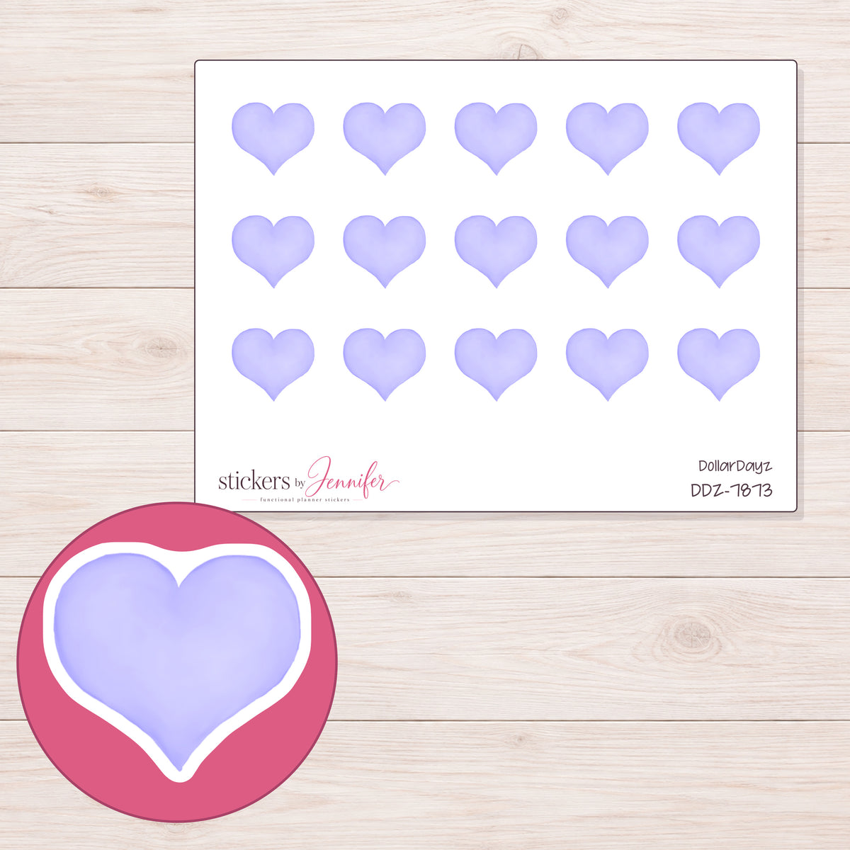 DDZ-7873 planner sticker sheet with enlarged sticker detail