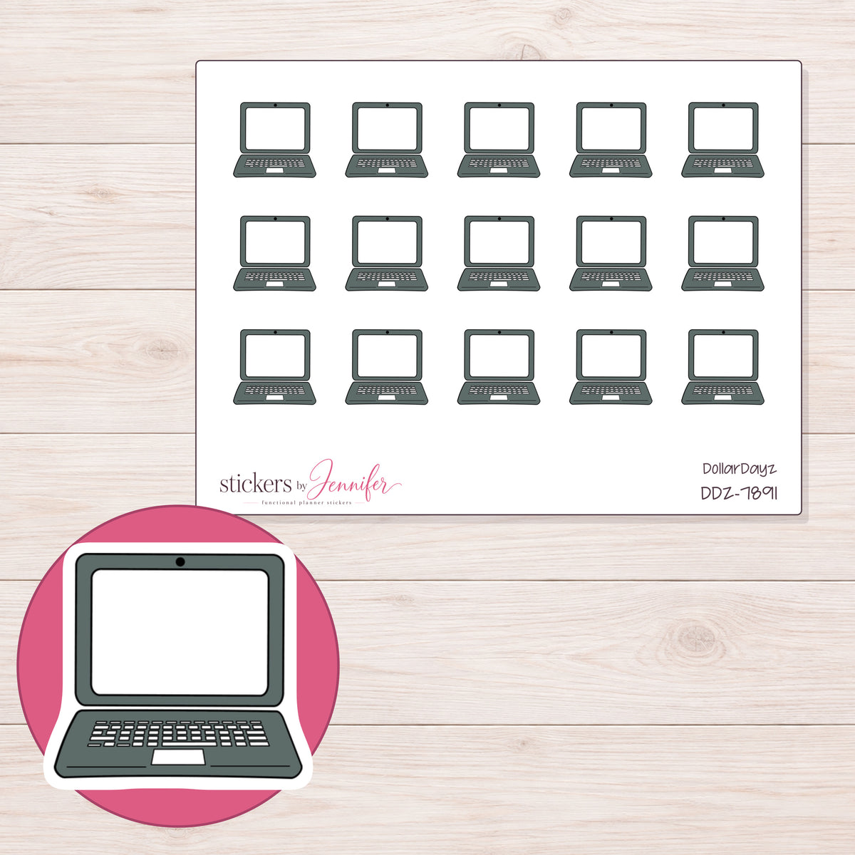 DDZ-7891 planner sticker sheet with enlarged sticker detail