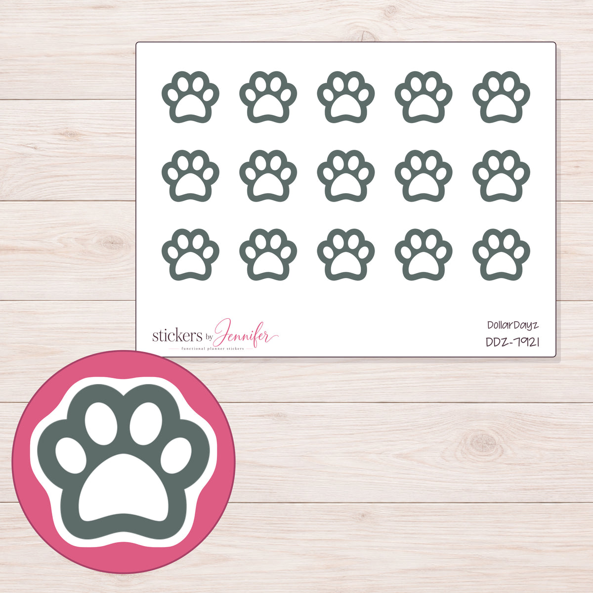 DDZ-7921 planner sticker sheet with enlarged sticker detail