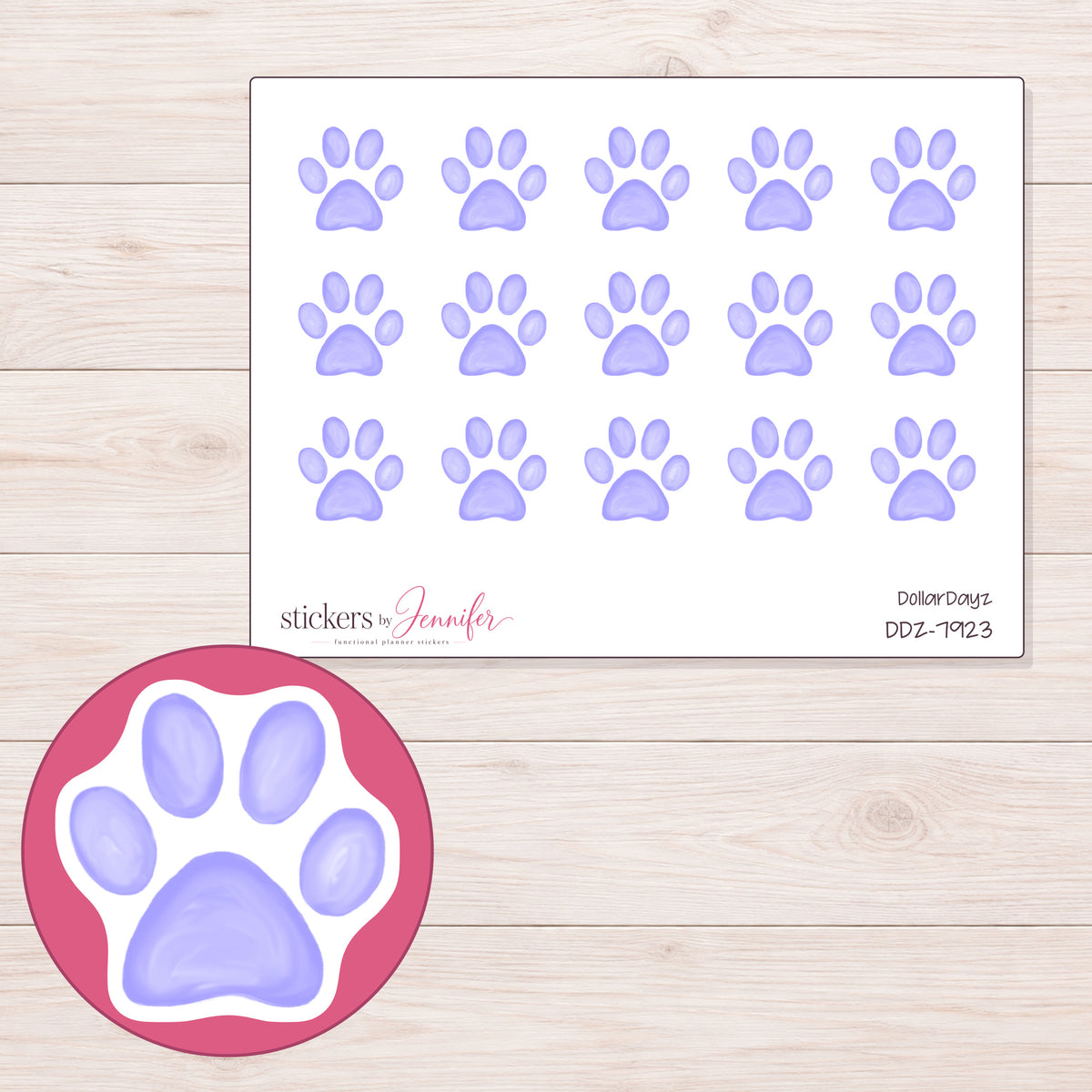 DDZ-7923 planner sticker sheet with enlarged sticker detail