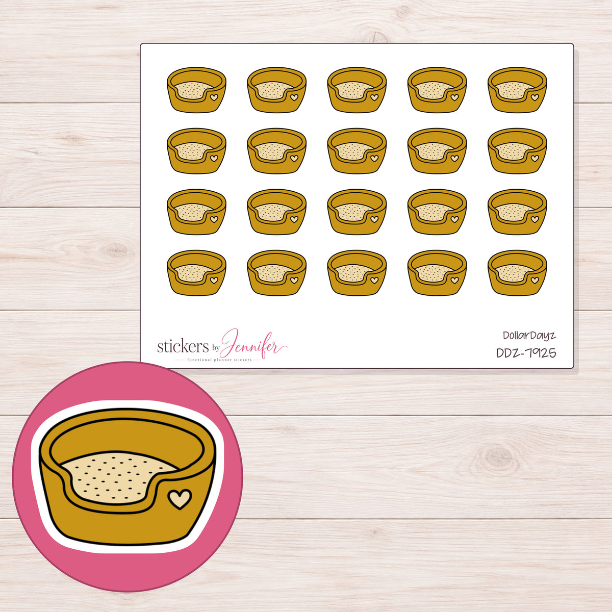 DDZ-7925 planner sticker sheet with enlarged sticker detail