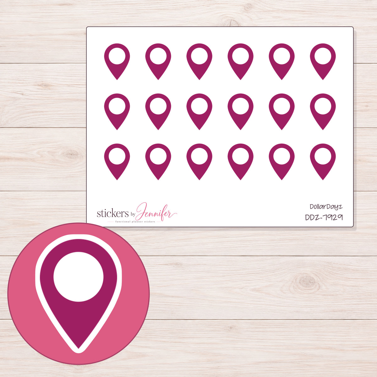 DDZ-7929 planner sticker sheet with enlarged sticker detail