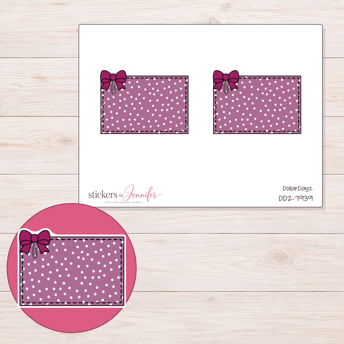 DDZ-7939 planner sticker sheet with enlarged sticker detail