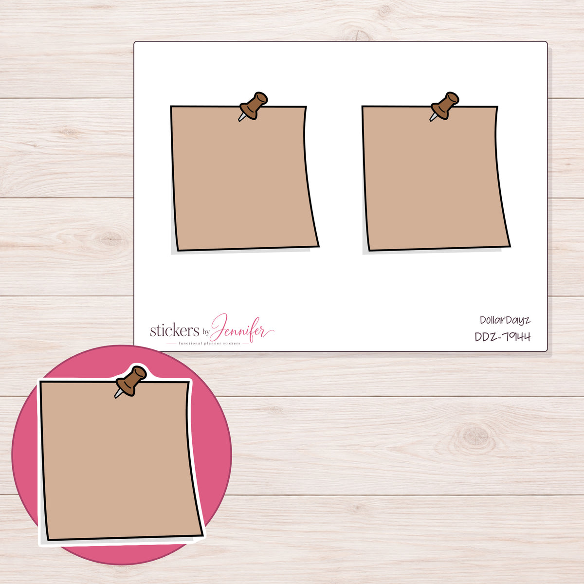 DDZ-7944 planner sticker sheet with enlarged sticker detail