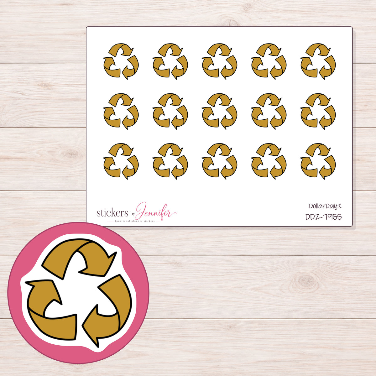 DDZ-7955 planner sticker sheet with enlarged sticker detail