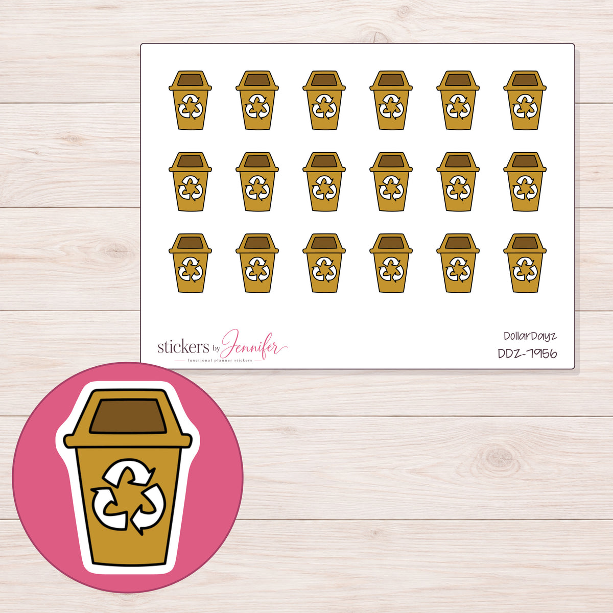 DDZ-7956 planner sticker sheet with enlarged sticker detail