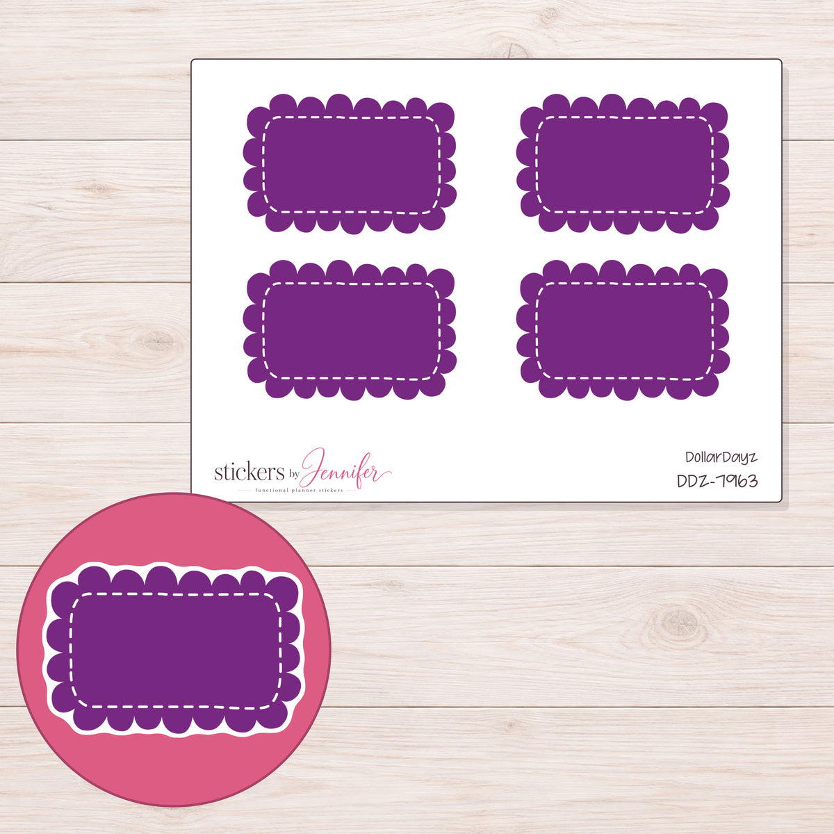 DDZ-7963 planner sticker sheet with enlarged sticker detail