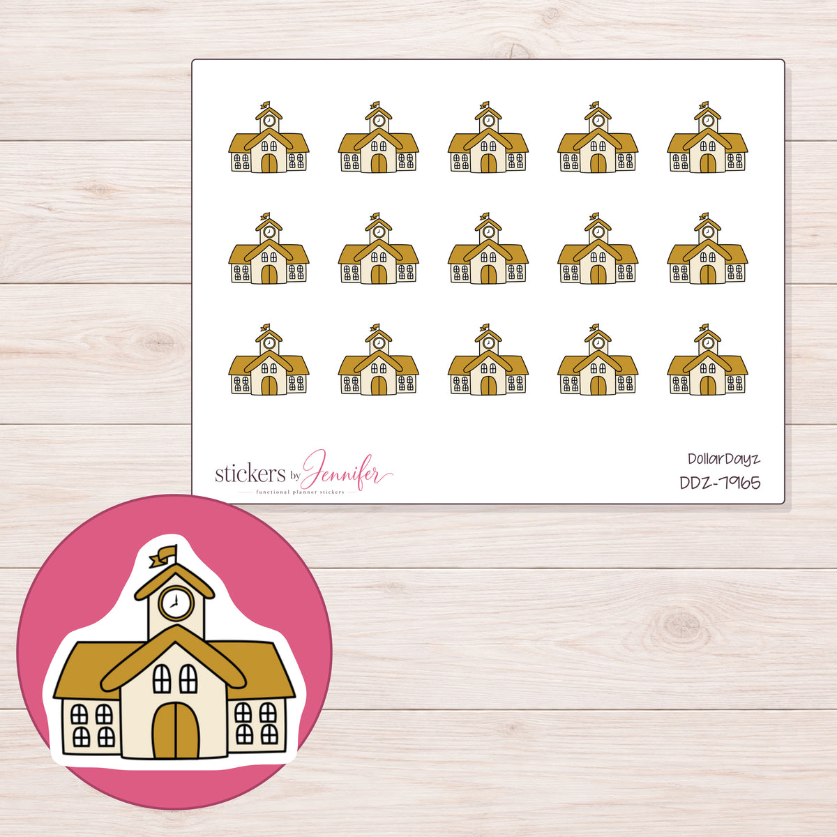 DDZ-7965 planner sticker sheet with enlarged sticker detail
