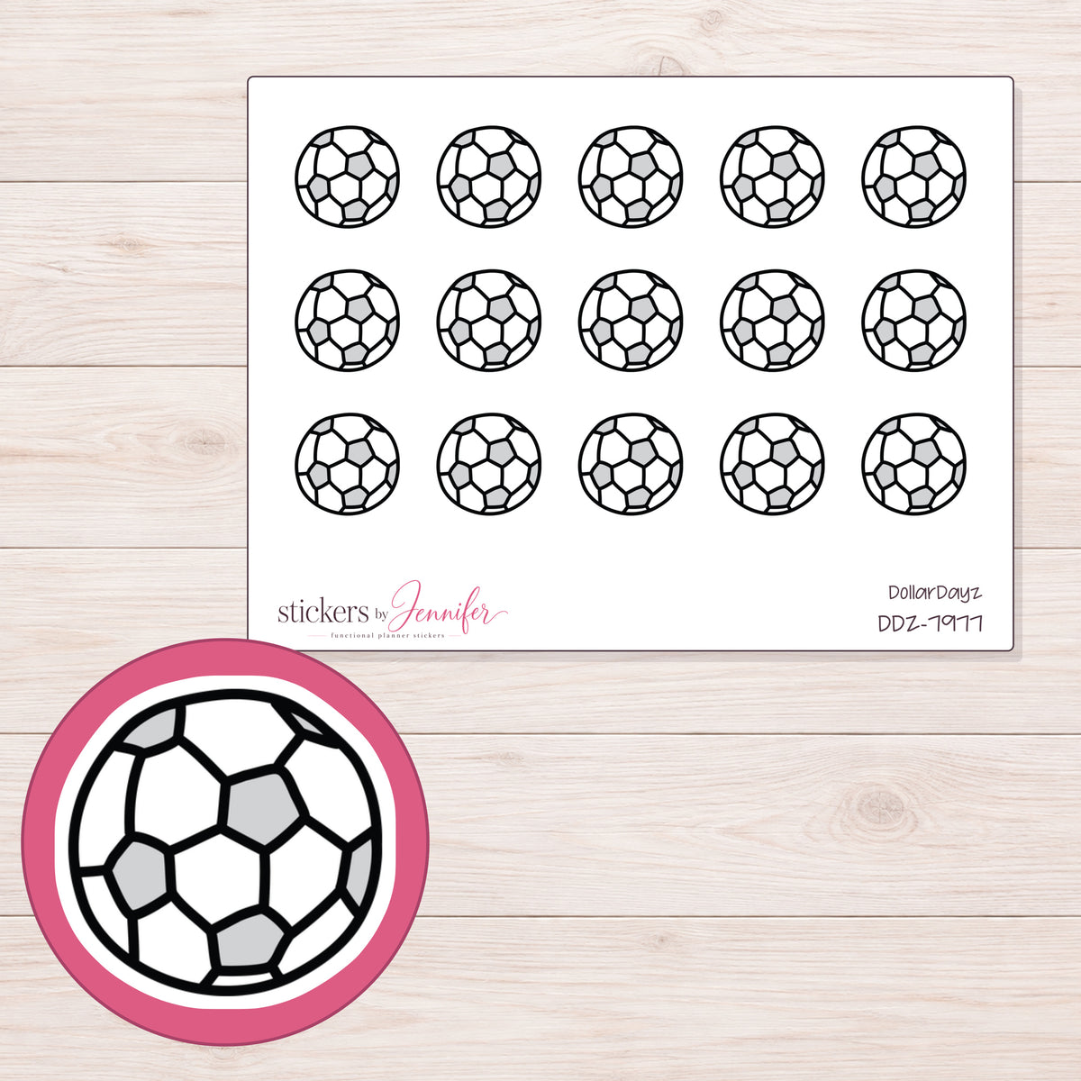 DDZ-7977 planner sticker sheet with enlarged sticker detail