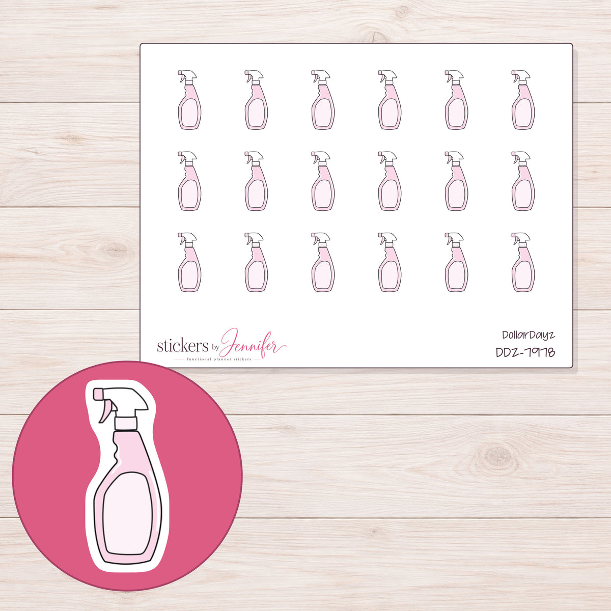 DDZ-7978 planner sticker sheet with enlarged sticker detail