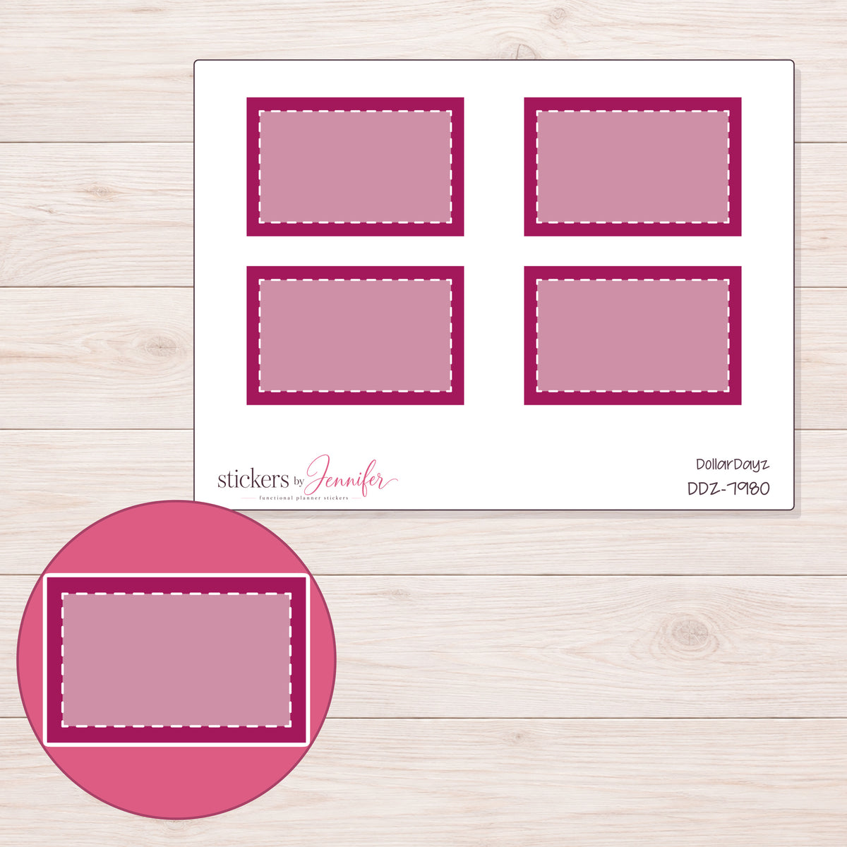 DDZ-7980 planner sticker sheet with enlarged sticker detail
