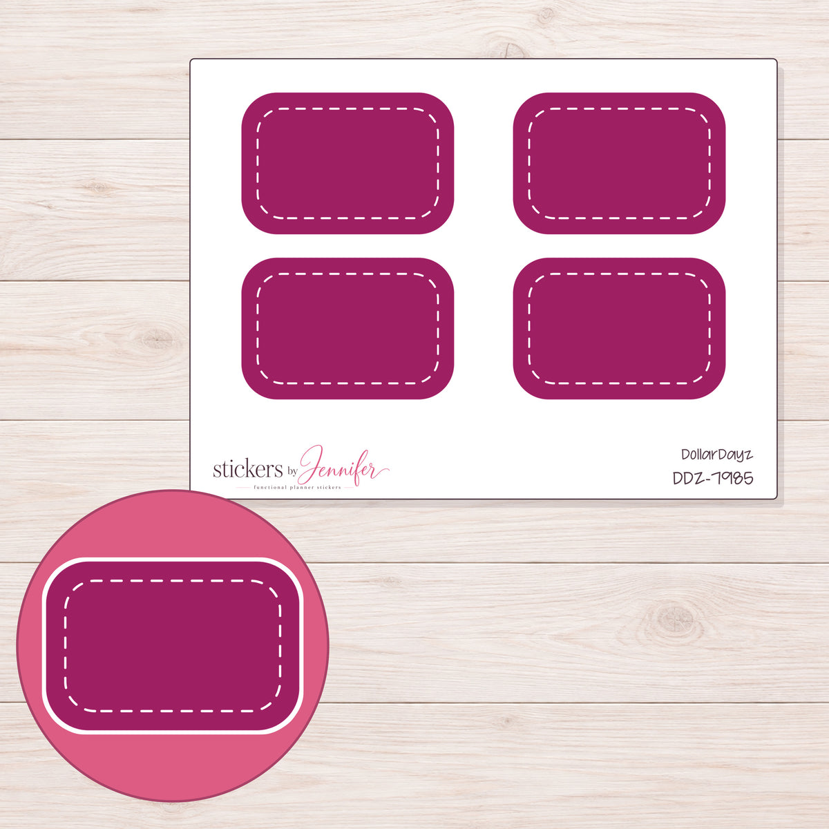 DDZ-7985 planner sticker sheet with enlarged sticker detail