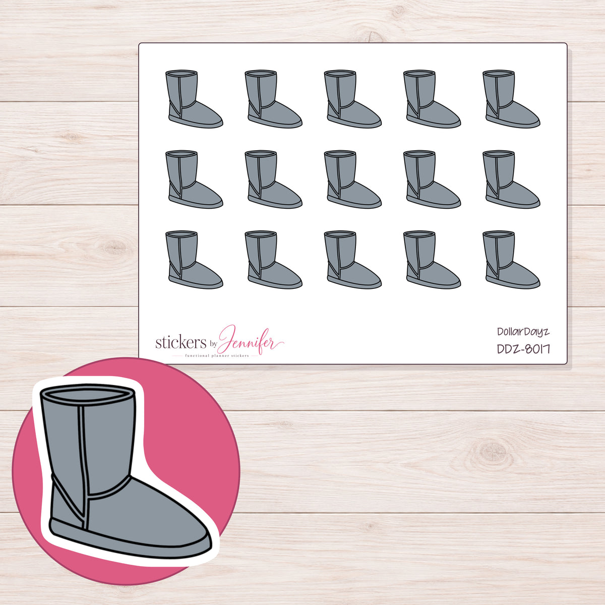 DDZ-8017 planner sticker sheet with enlarged sticker detail