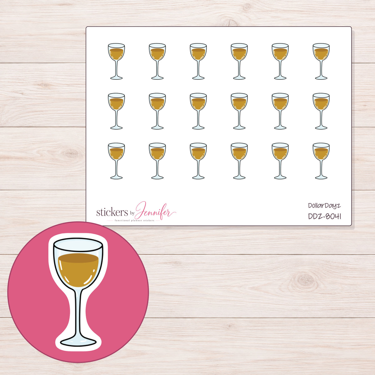DDZ-8041 planner sticker sheet with enlarged sticker detail