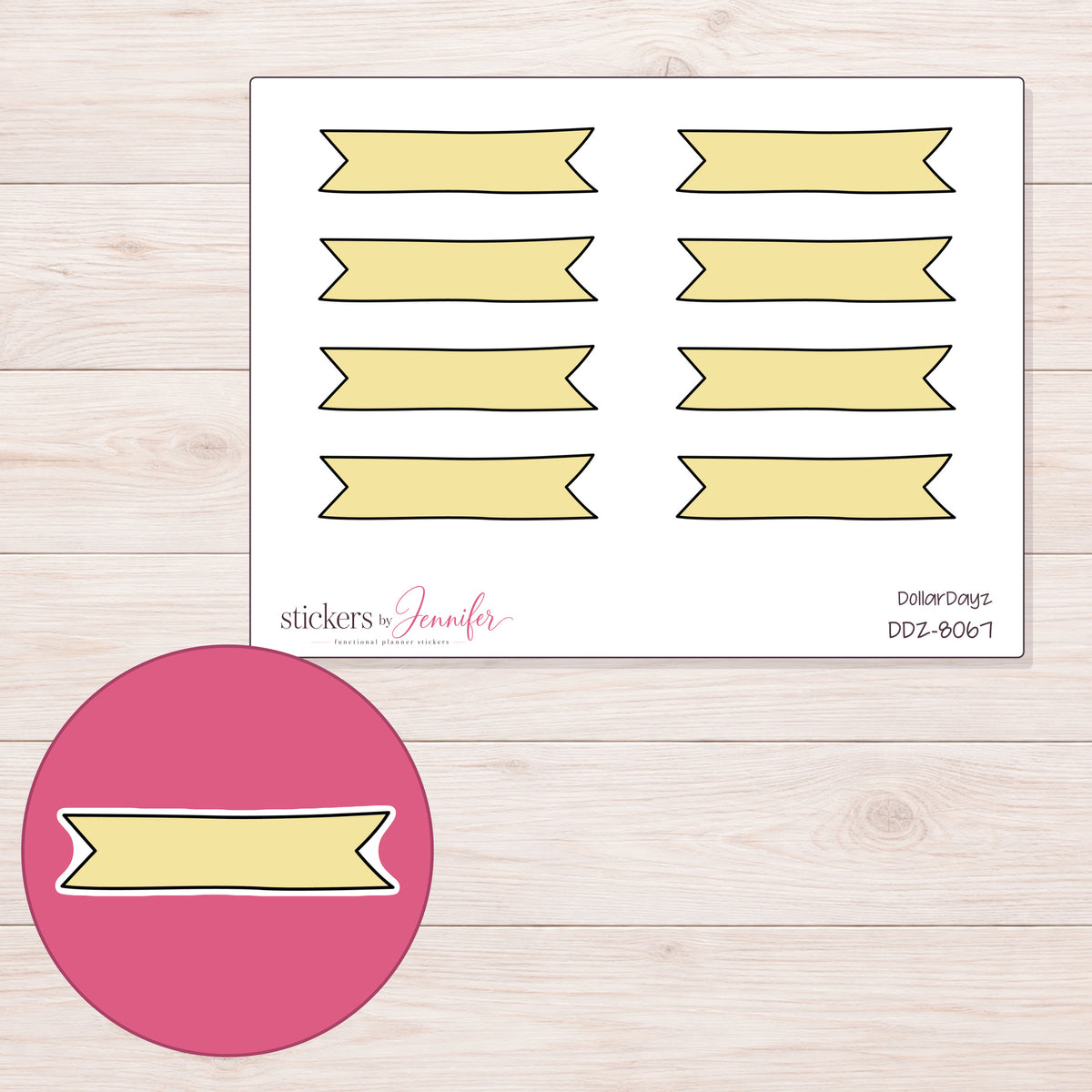 DDZ-8067 planner sticker sheet with enlarged sticker detail