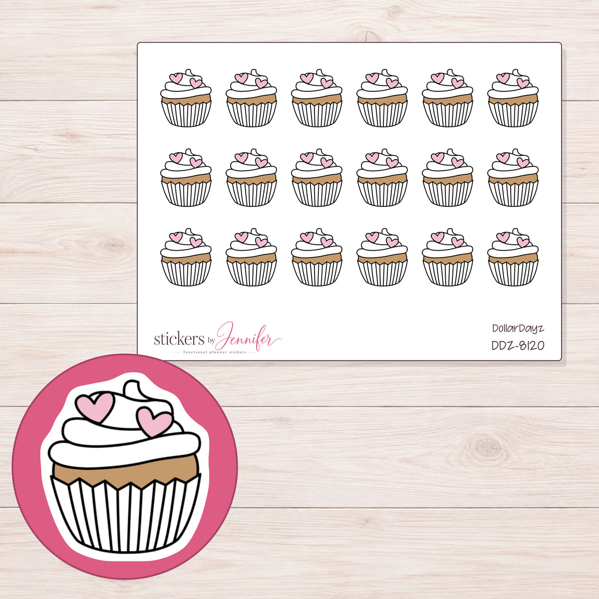 DDZ-8120 planner sticker sheet with enlarged sticker detail
