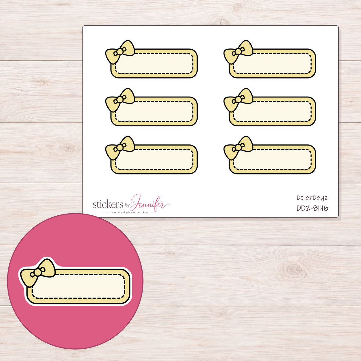 DDZ-8146 planner sticker sheet with enlarged sticker detail