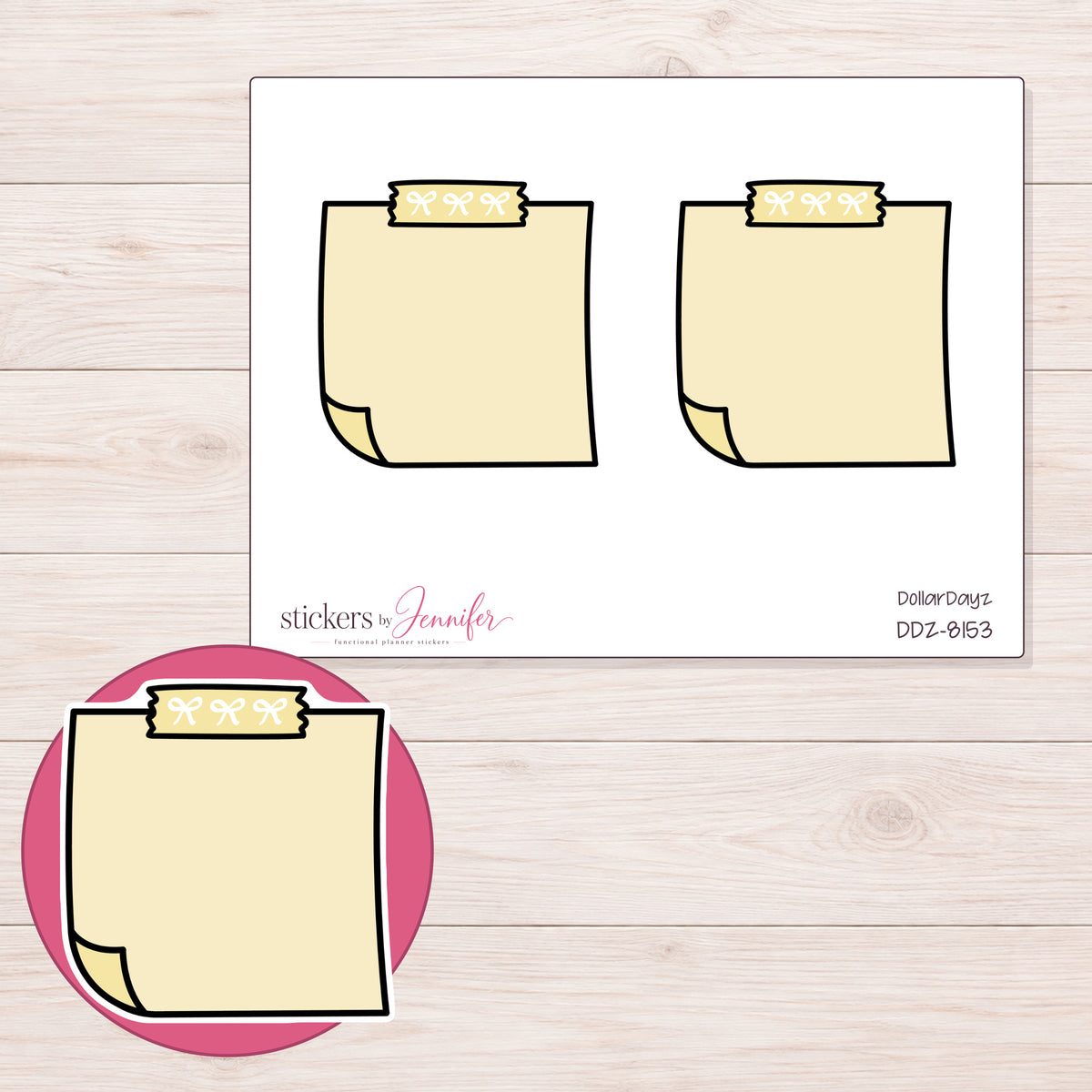DDZ-8153 planner sticker sheet with enlarged sticker detail