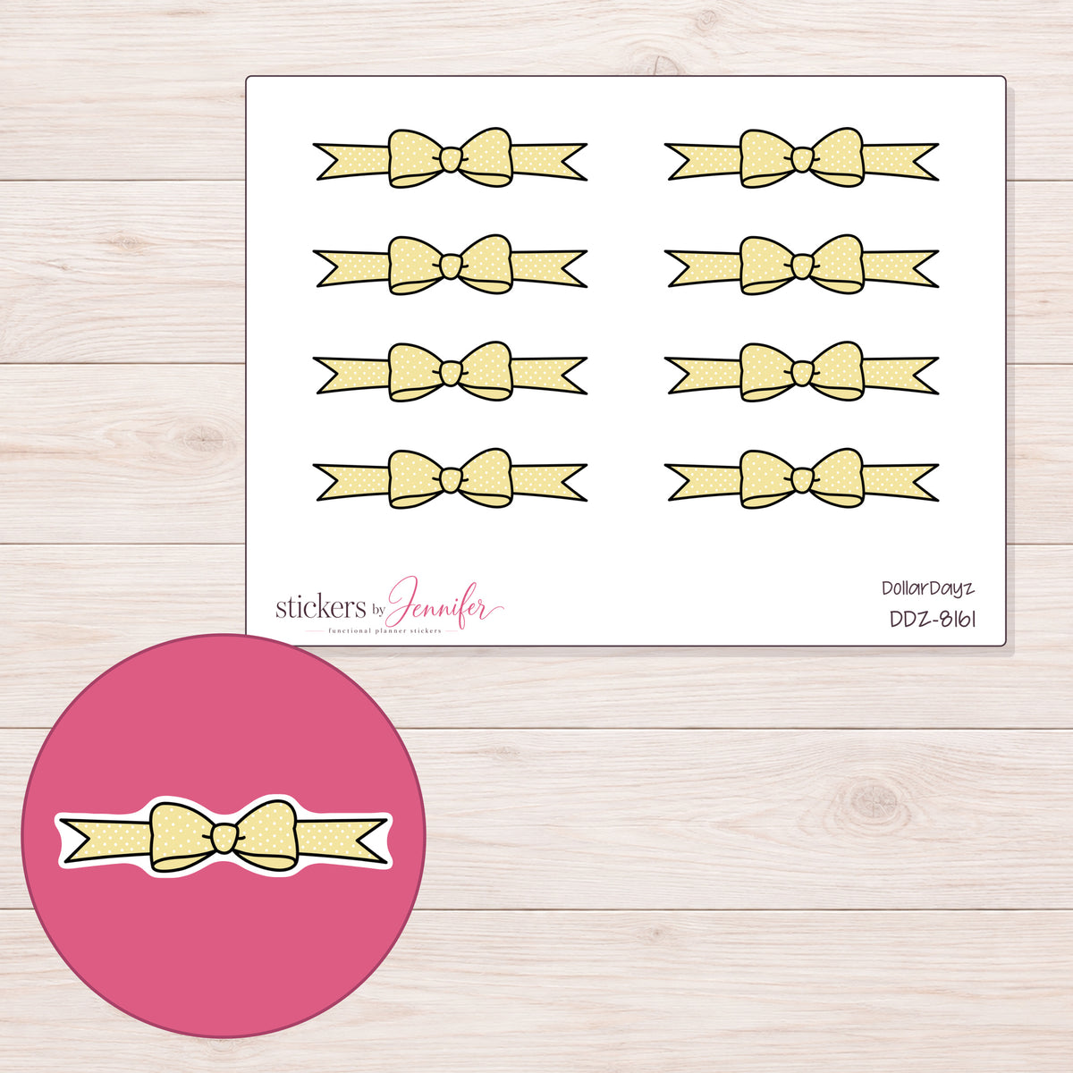 DDZ-8161 planner sticker sheet with enlarged sticker detail