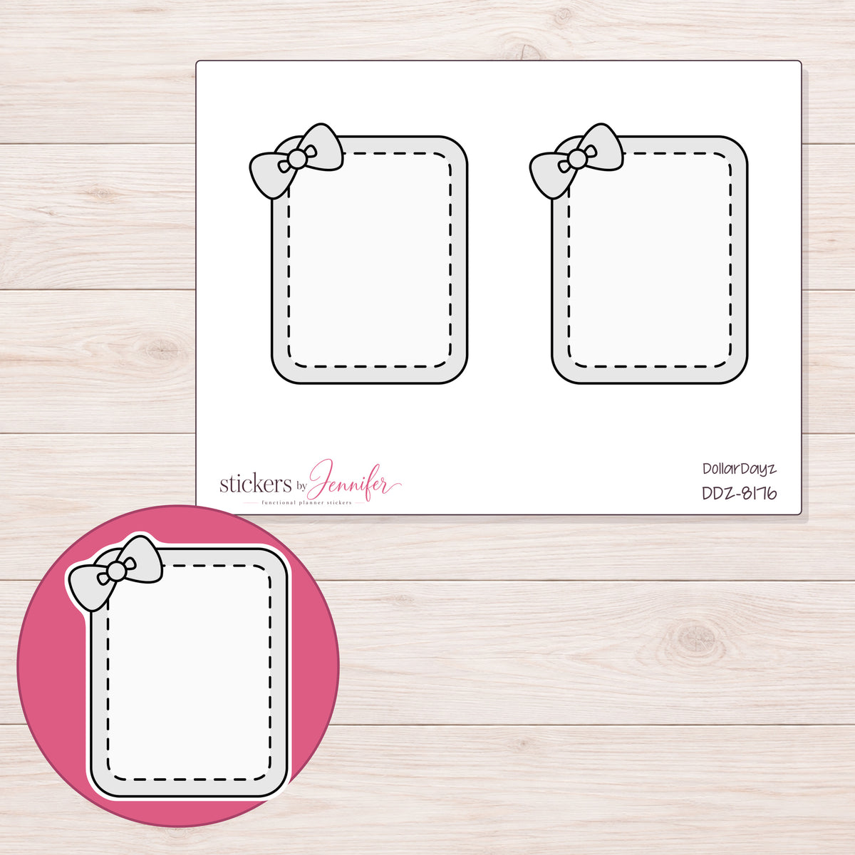 DDZ-8176 planner sticker sheet with enlarged sticker detail