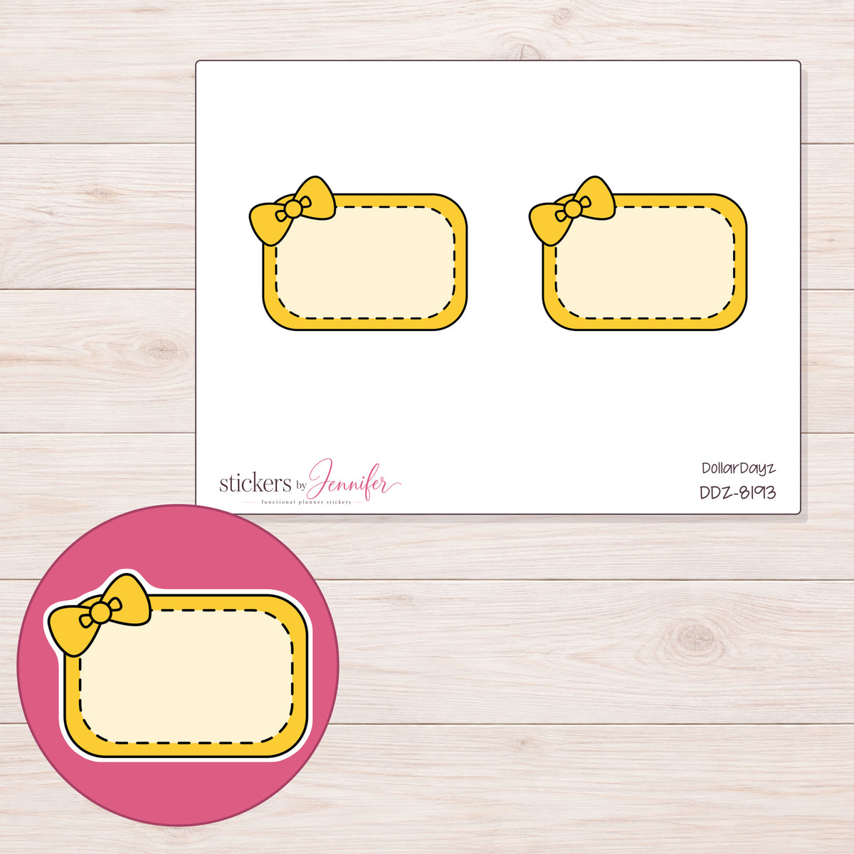 DDZ-8193 planner sticker sheet with enlarged sticker detail