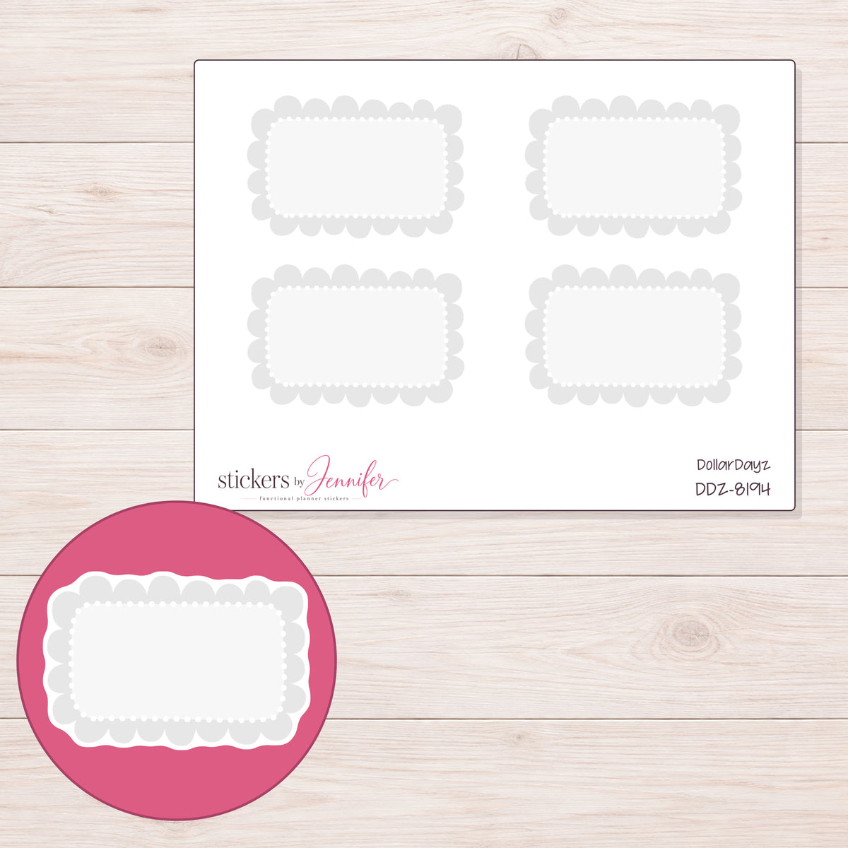 DDZ-8194 planner sticker sheet with enlarged sticker detail