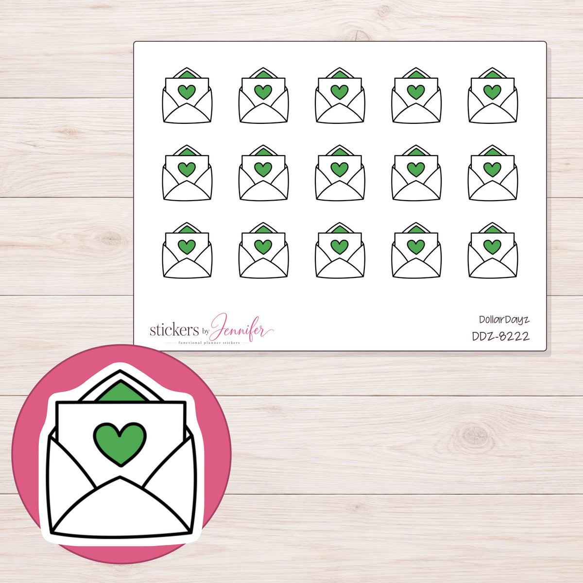 DDZ-8222 planner sticker sheet with enlarged sticker detail