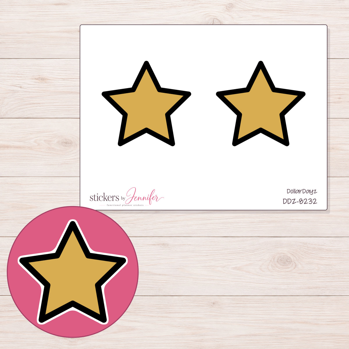 DDZ-8232 planner sticker sheet with enlarged sticker detail