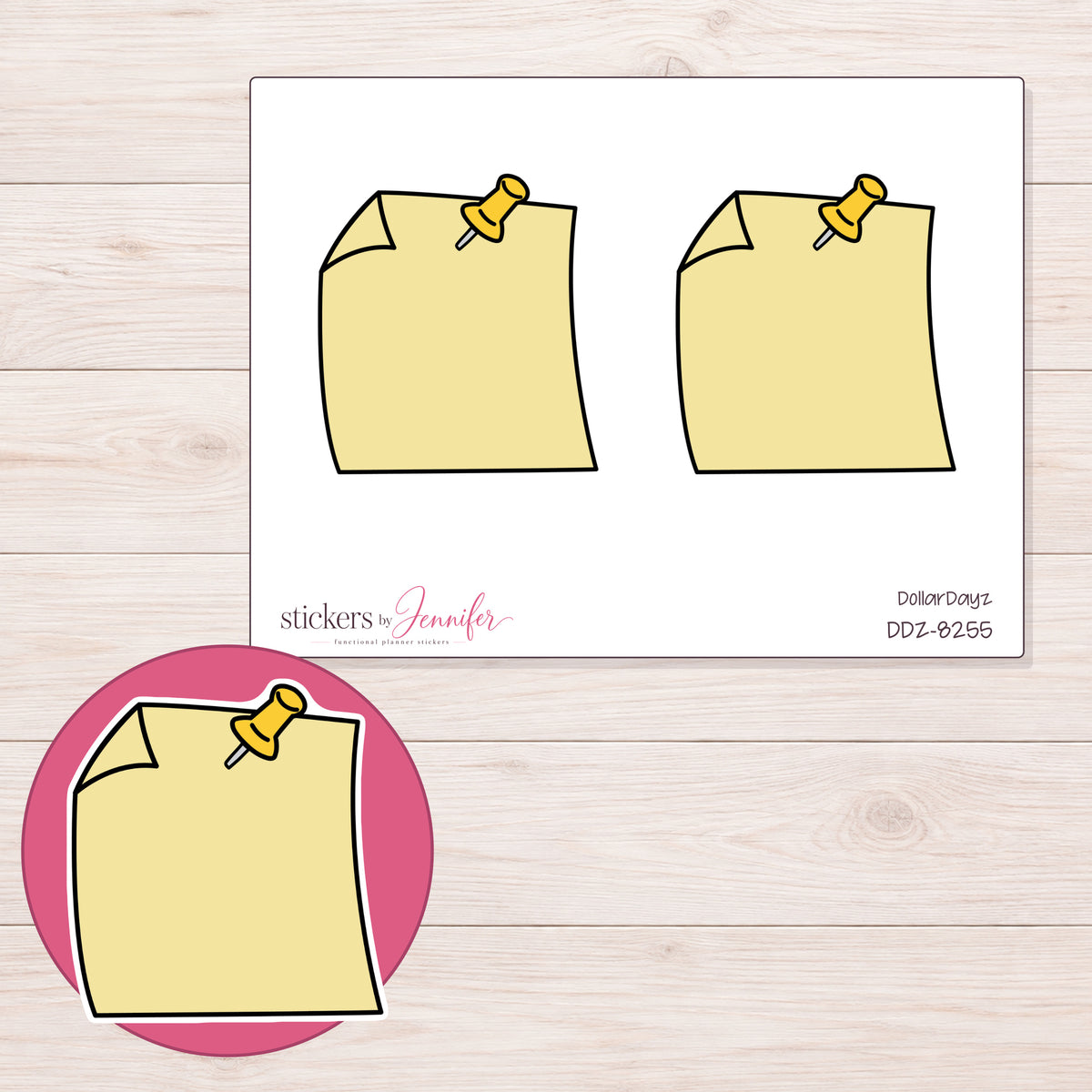 DDZ-8255 planner sticker sheet with enlarged sticker detail