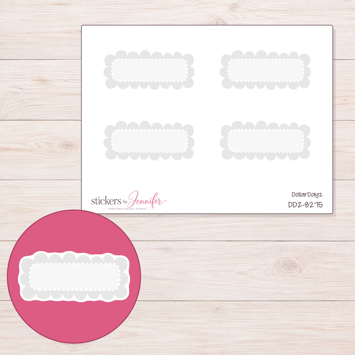 DDZ-8275 planner sticker sheet with enlarged sticker detail