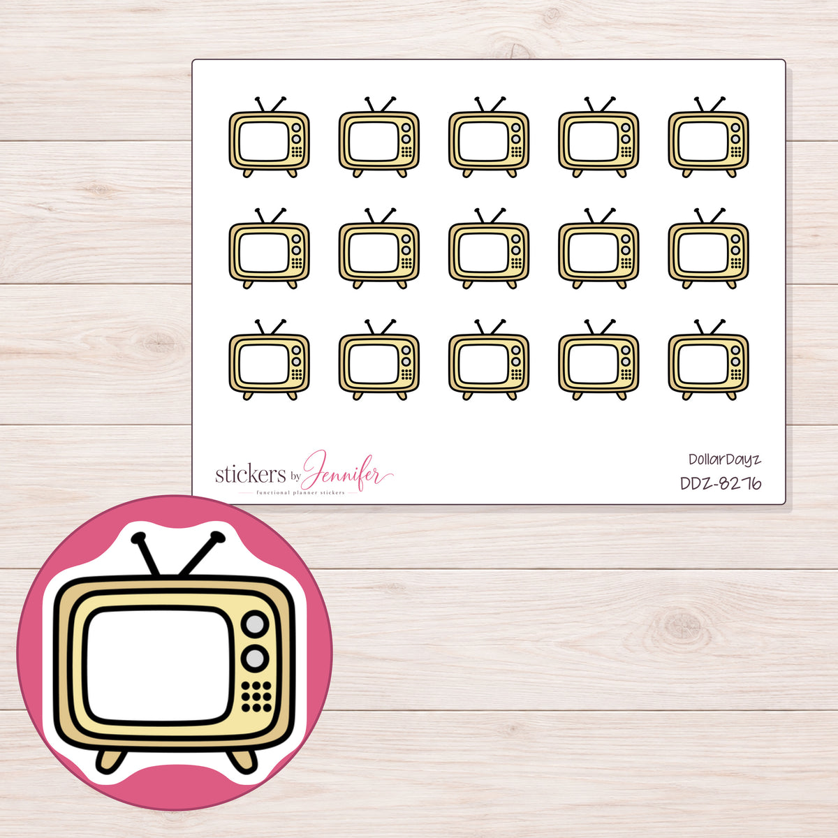 DDZ-8276 planner sticker sheet with enlarged sticker detail