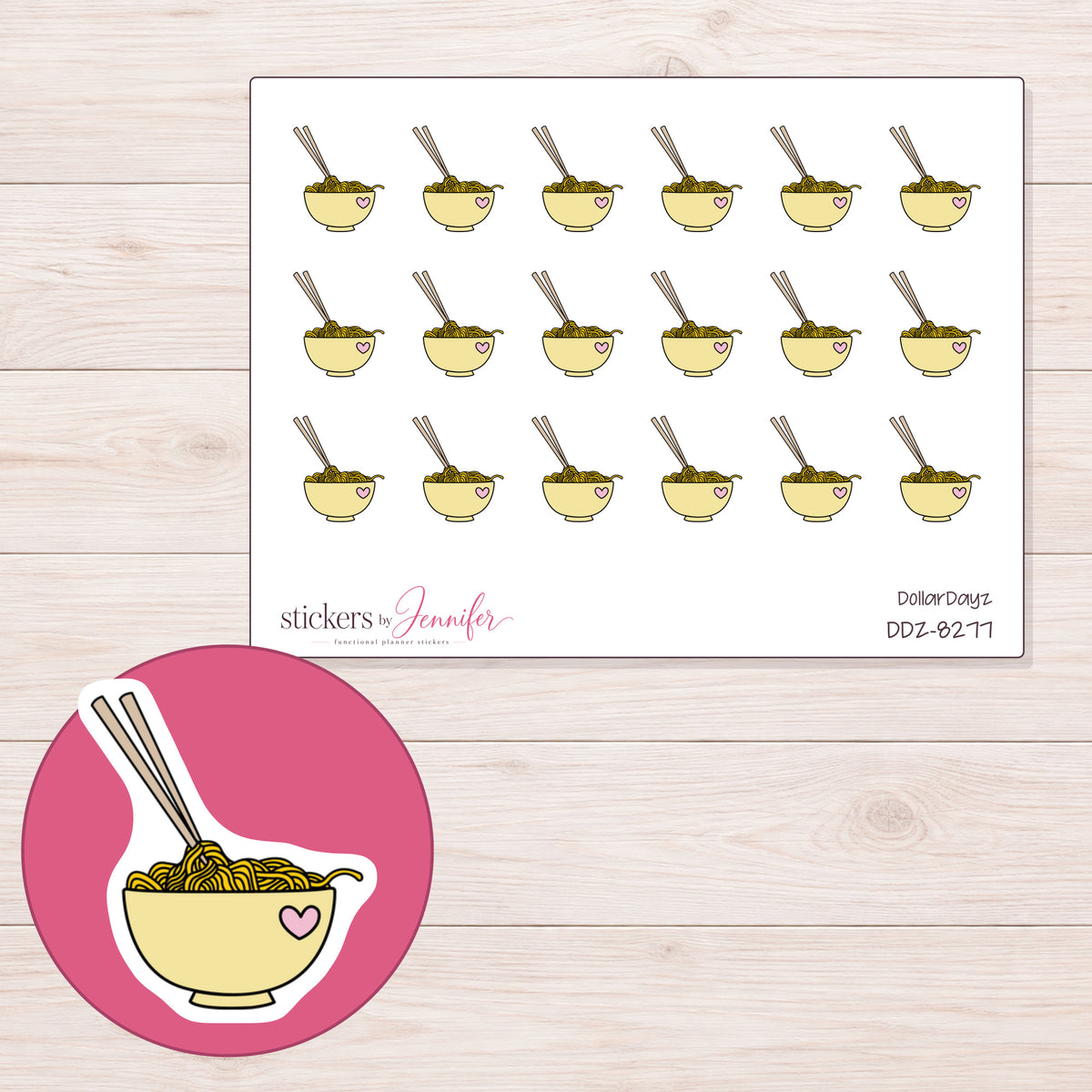 DDZ-8277 planner sticker sheet with enlarged sticker detail