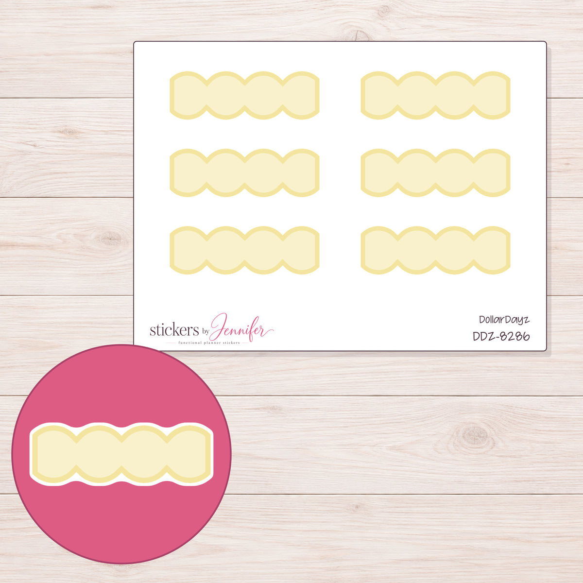 DDZ-8286 planner sticker sheet with enlarged sticker detail