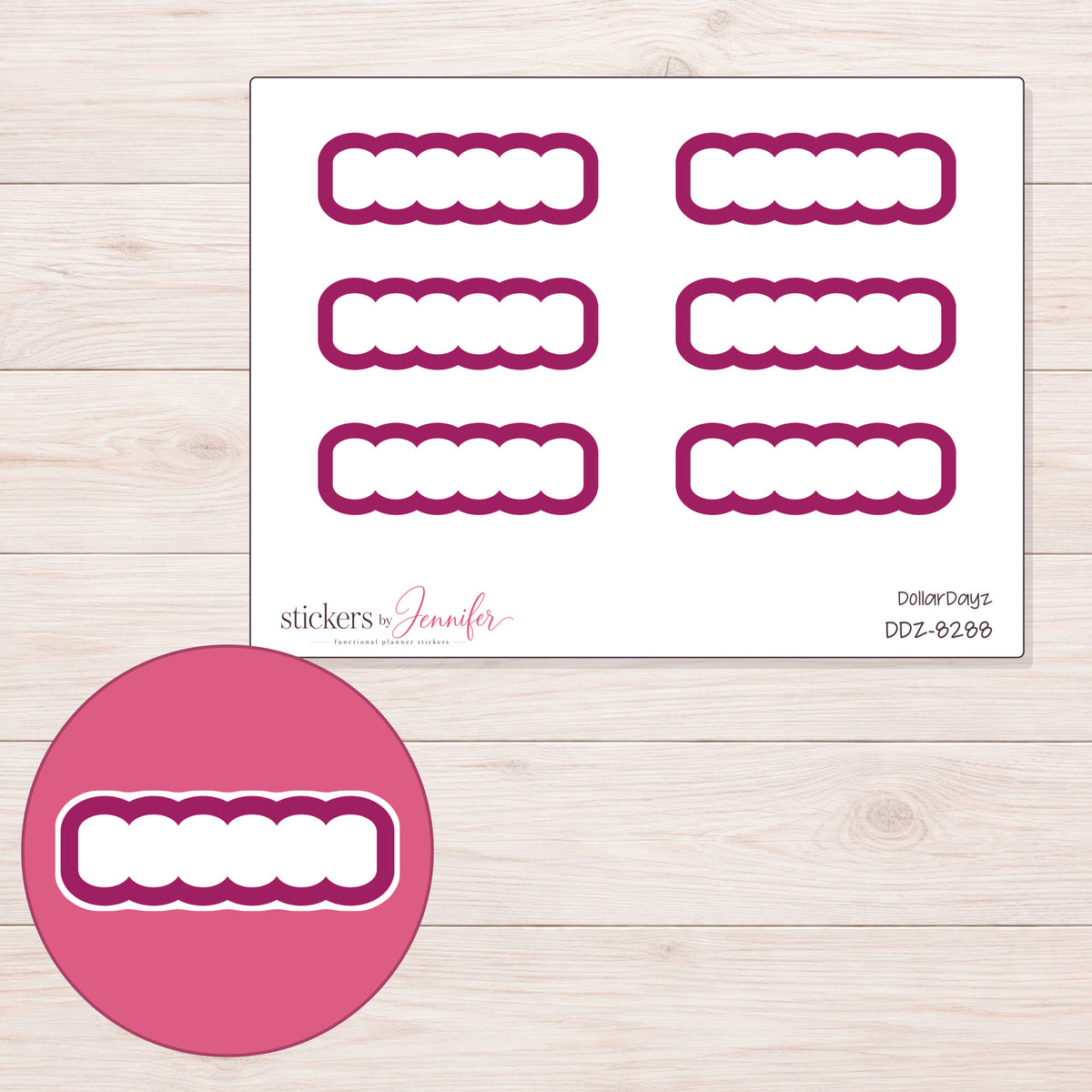 DDZ-8288 planner sticker sheet with enlarged sticker detail