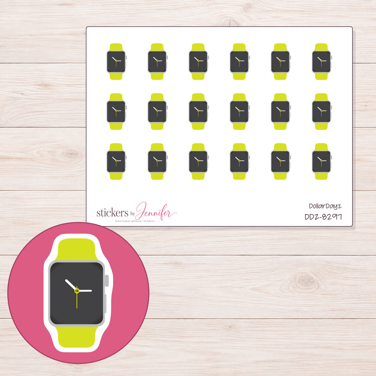 DDZ-8297 planner sticker sheet with enlarged sticker detail