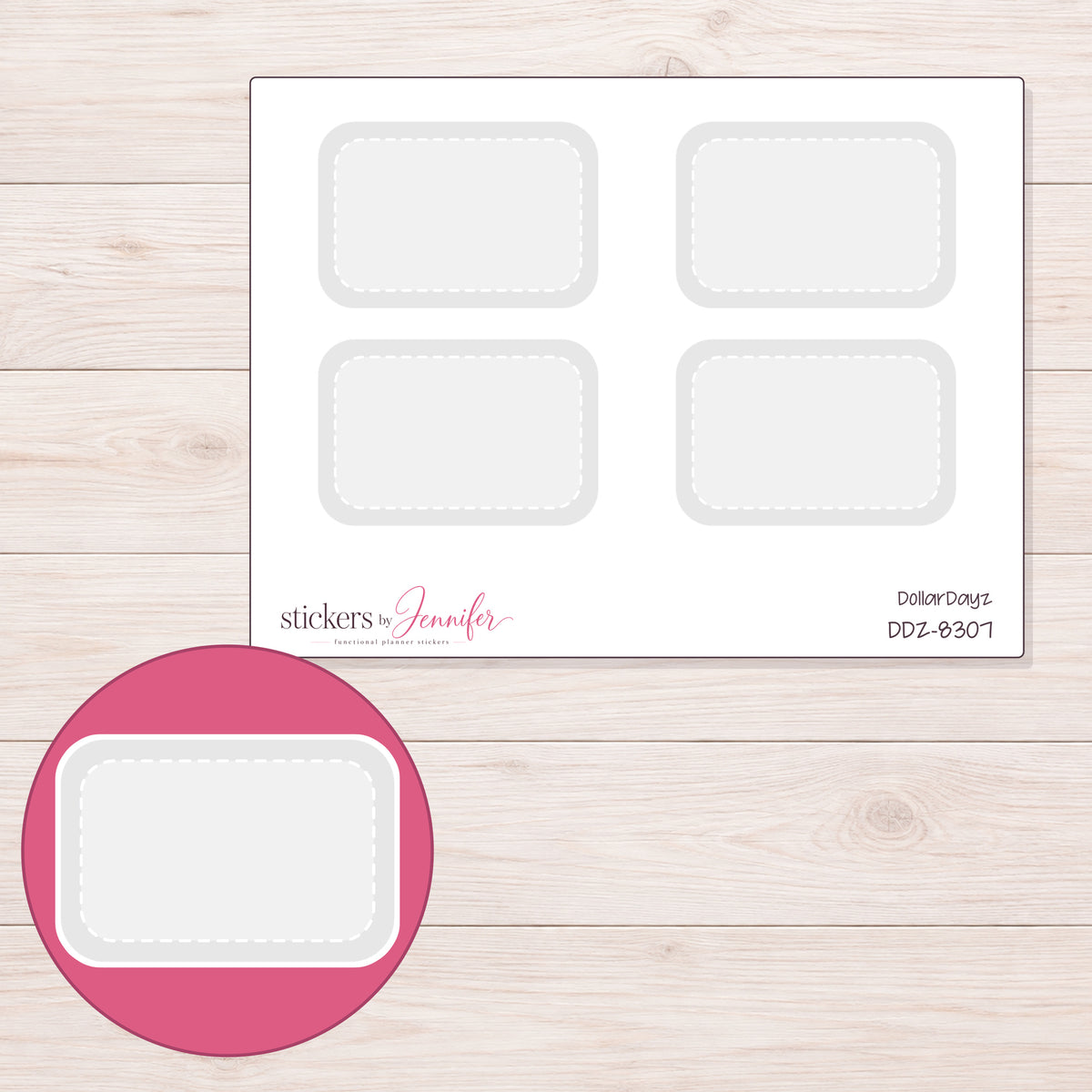 DDZ-8307 planner sticker sheet with enlarged sticker detail