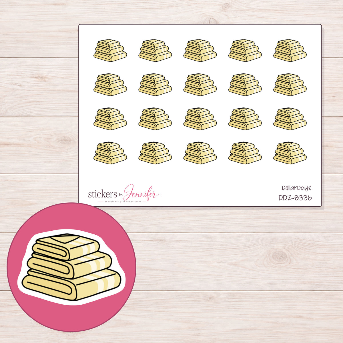 DDZ-8336 planner sticker sheet with enlarged sticker detail
