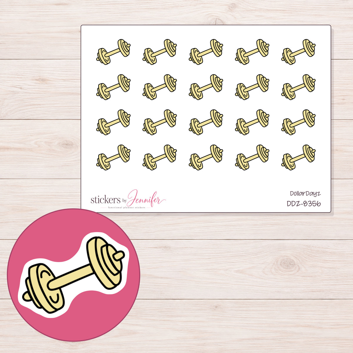 DDZ-8356 planner sticker sheet with enlarged sticker detail