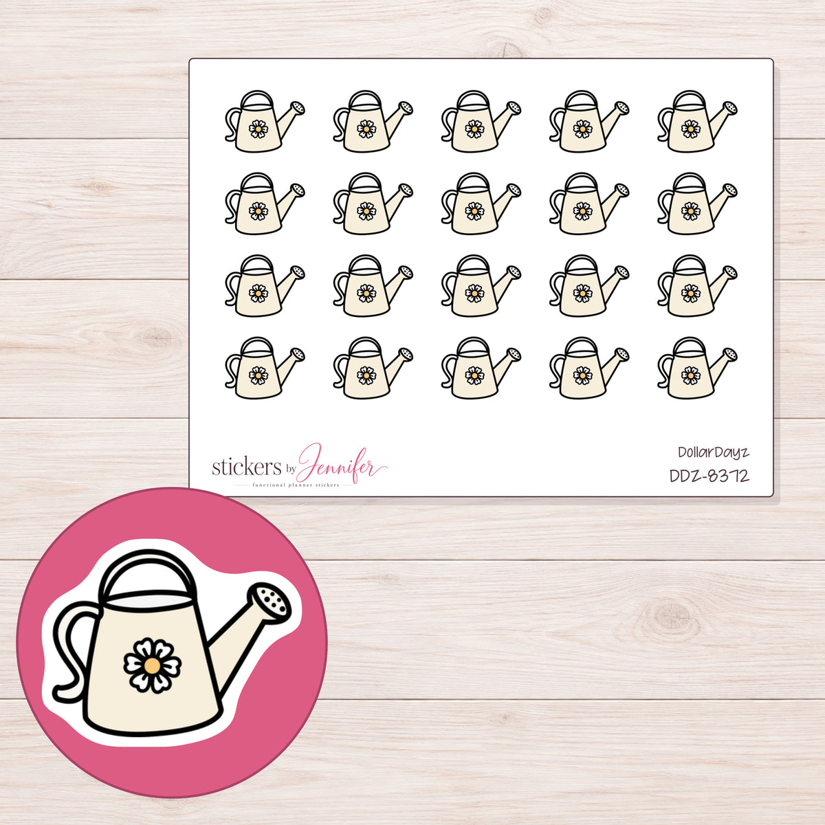 DDZ-8372 planner sticker sheet with enlarged sticker detail